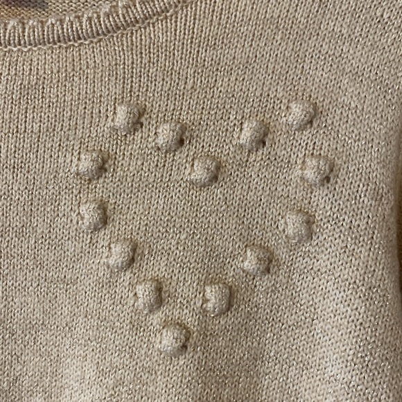Lilly Pulitzer Kippa gold heart knit sweater with balloon sleeves size large - Picture 2 of 5